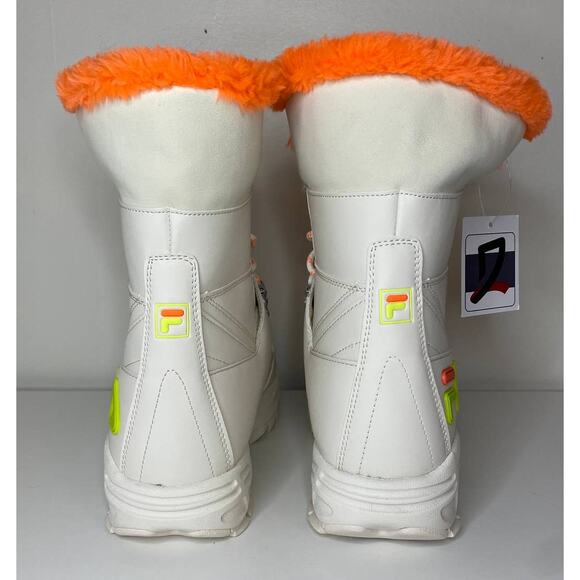 NWT FILA BOOTS 10 DISRUPTOR WHITE ORANGE SHEARLING TOP WINTER SNOWBOOTS LACE UP - Picture 6 of 12